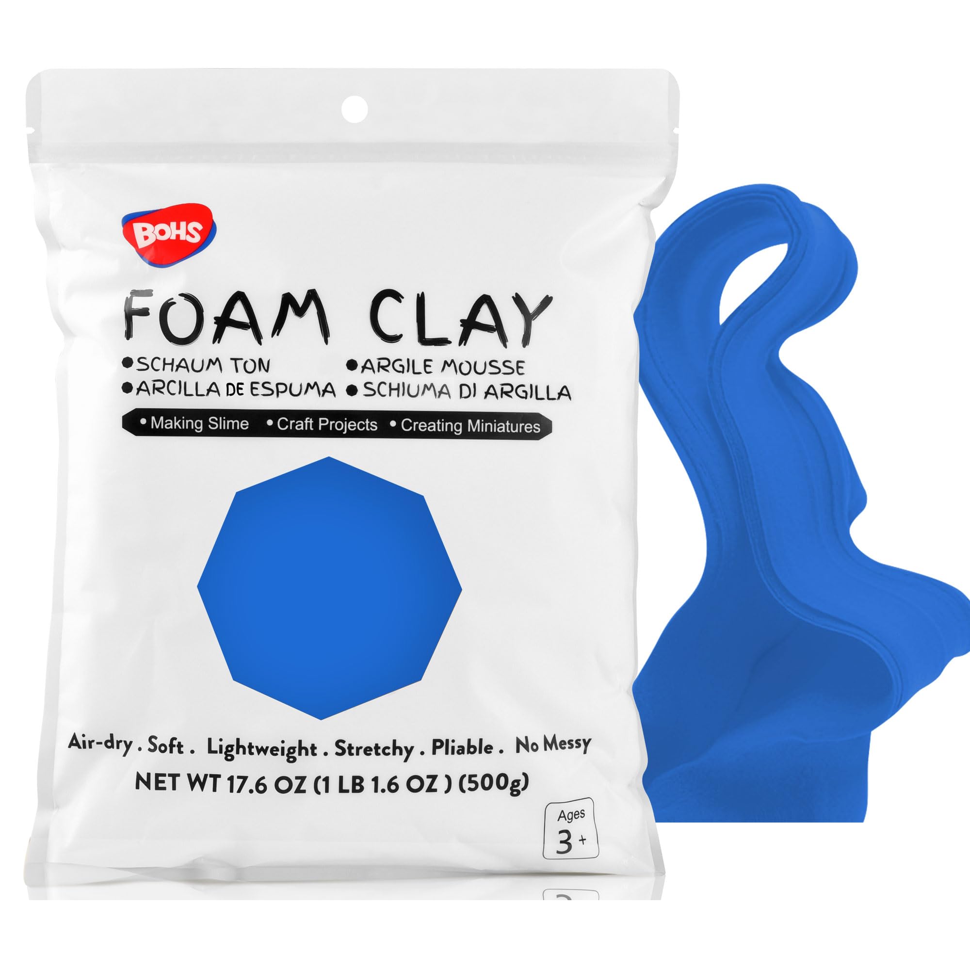 BOHS Air Dry Foam Clay - Blue 500g - Skat Katz - Heat Transfer