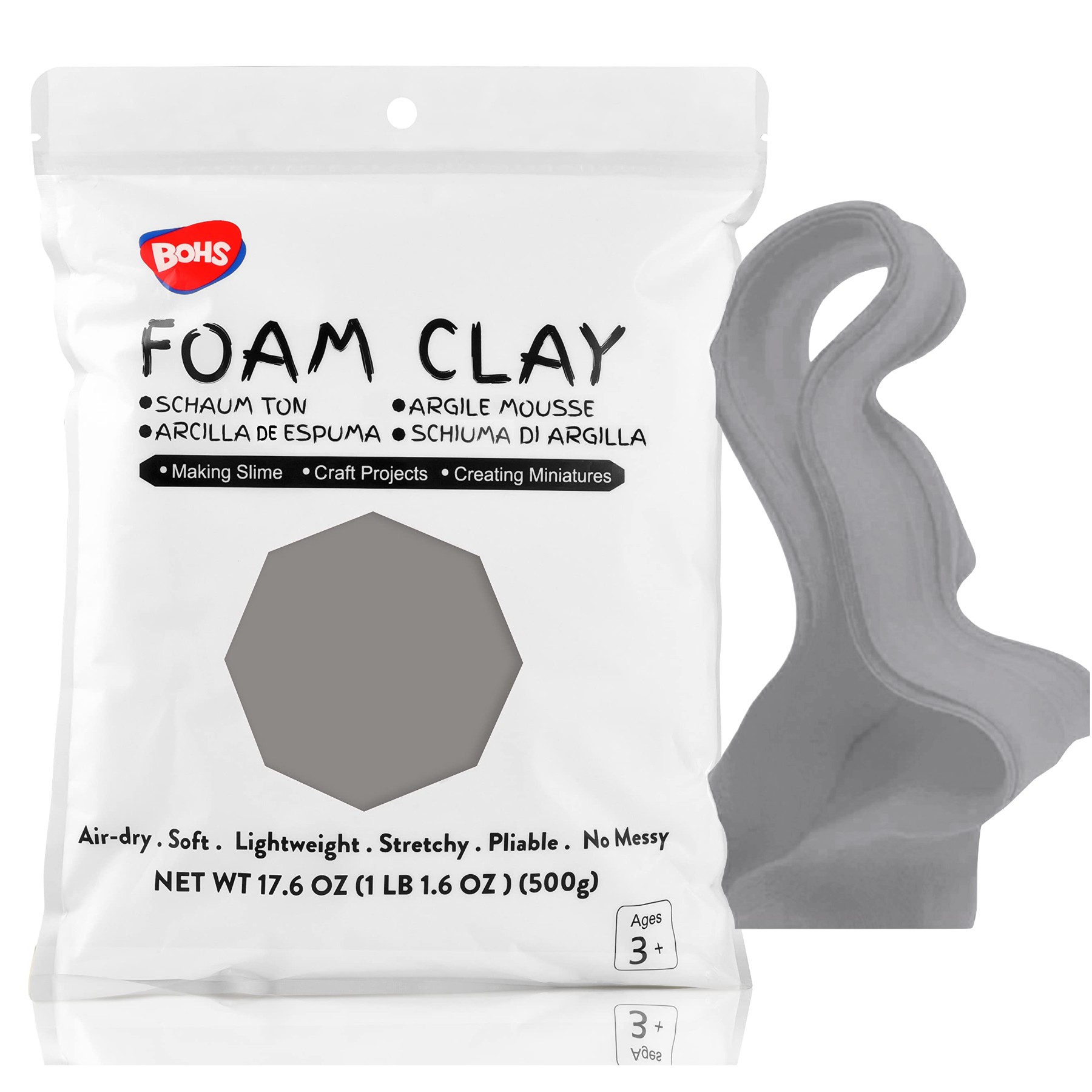 BOHS Air Dry Foam Clay - Grey 500g - Skat Katz - Heat Transfer Vinyl & Self  Adhesive Vinyl Experts