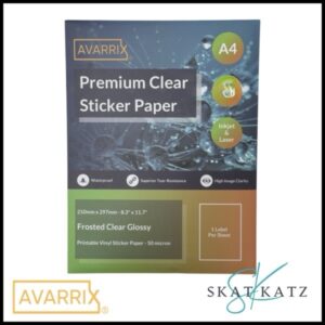 AVARRIX - Premium Frosted Clear Sticker Paper Glossy (A4 50 sheets)