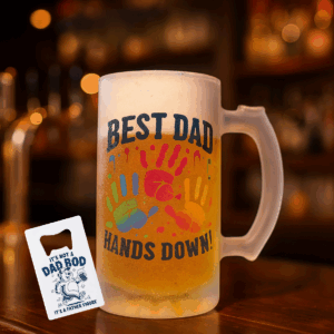 LAST MINUTE FATHERS DAY GIFT!! FROSTED BEER MUG w/ Bottle Opener